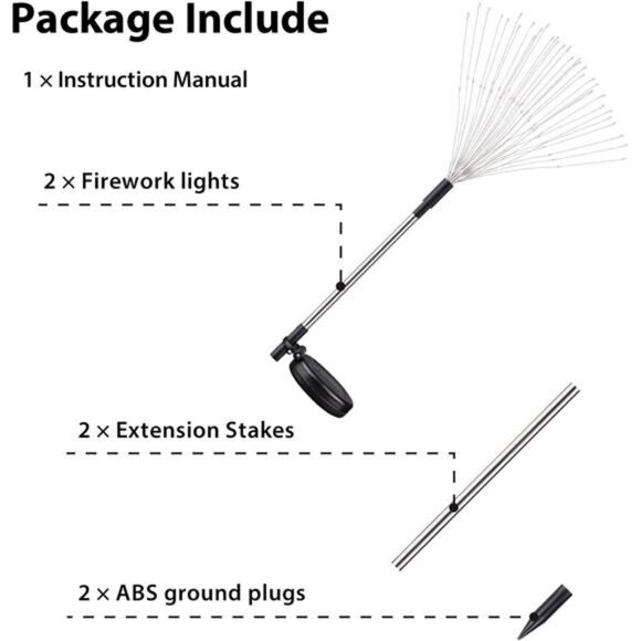 Solar Outdoor Garden Lights, 2 Pack 180 LED Copper Wire Solar Firework Lights - Picture 6 of 7